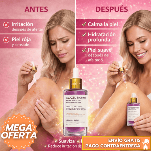 GlazedDonut™: Aceite hidratante que calma la piel y previene irritaciones después de afeitar o depilar. ✨💦