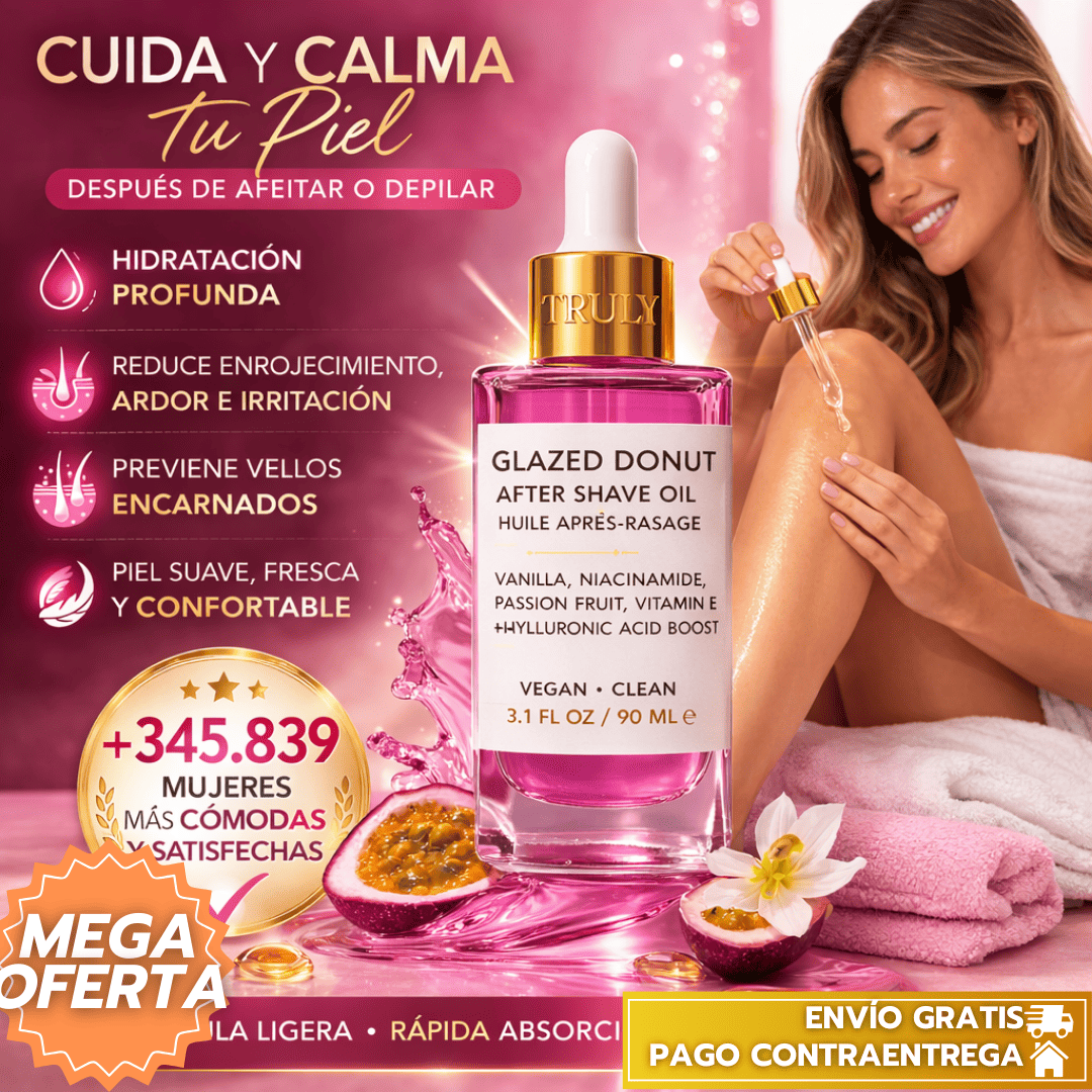 GlazedDonut™: Aceite hidratante que calma la piel y previene irritaciones después de afeitar o depilar. ✨💦