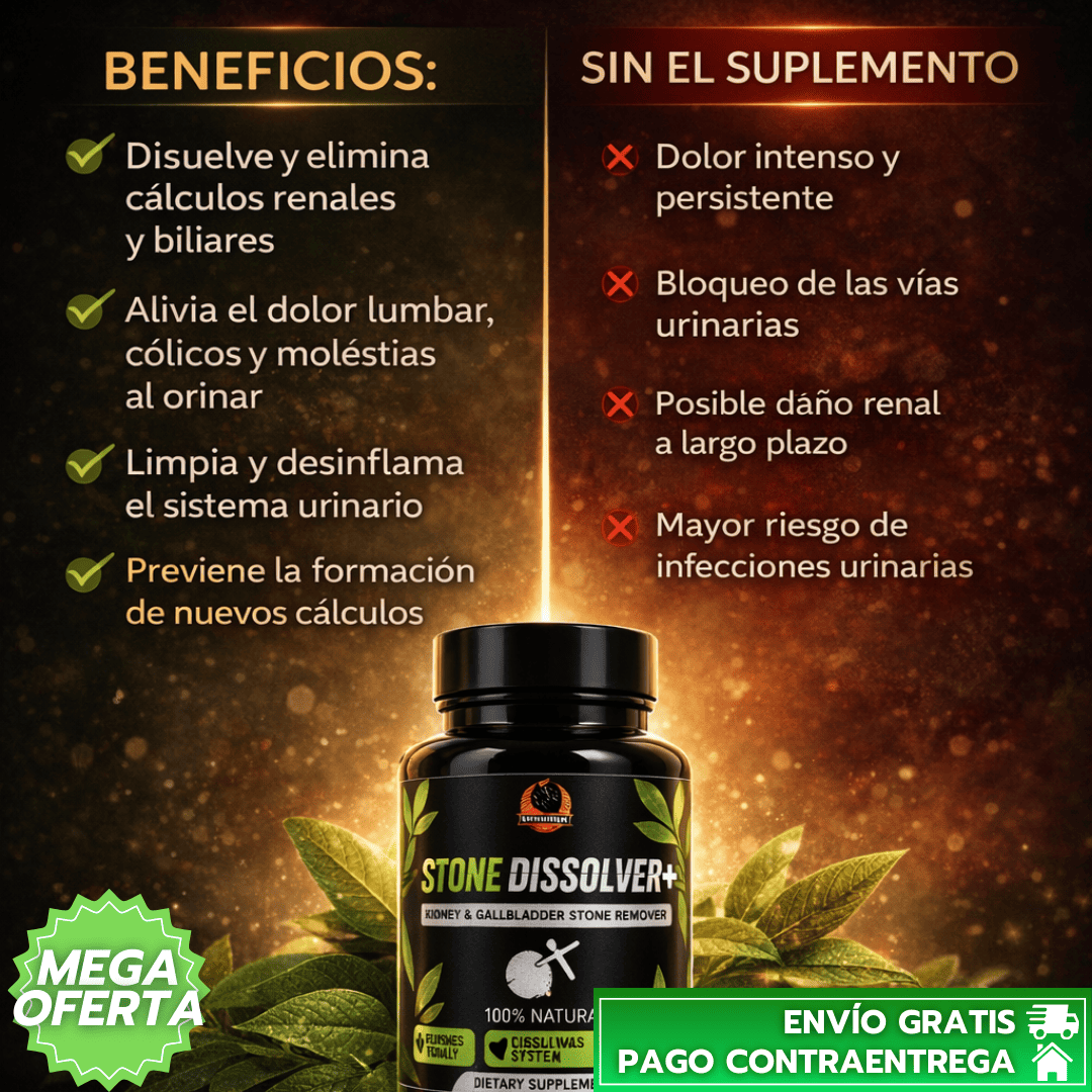 StoneDissolver™: Suplemento natural que ayuda a disolver y eliminar cálculos renales. 🌿💧