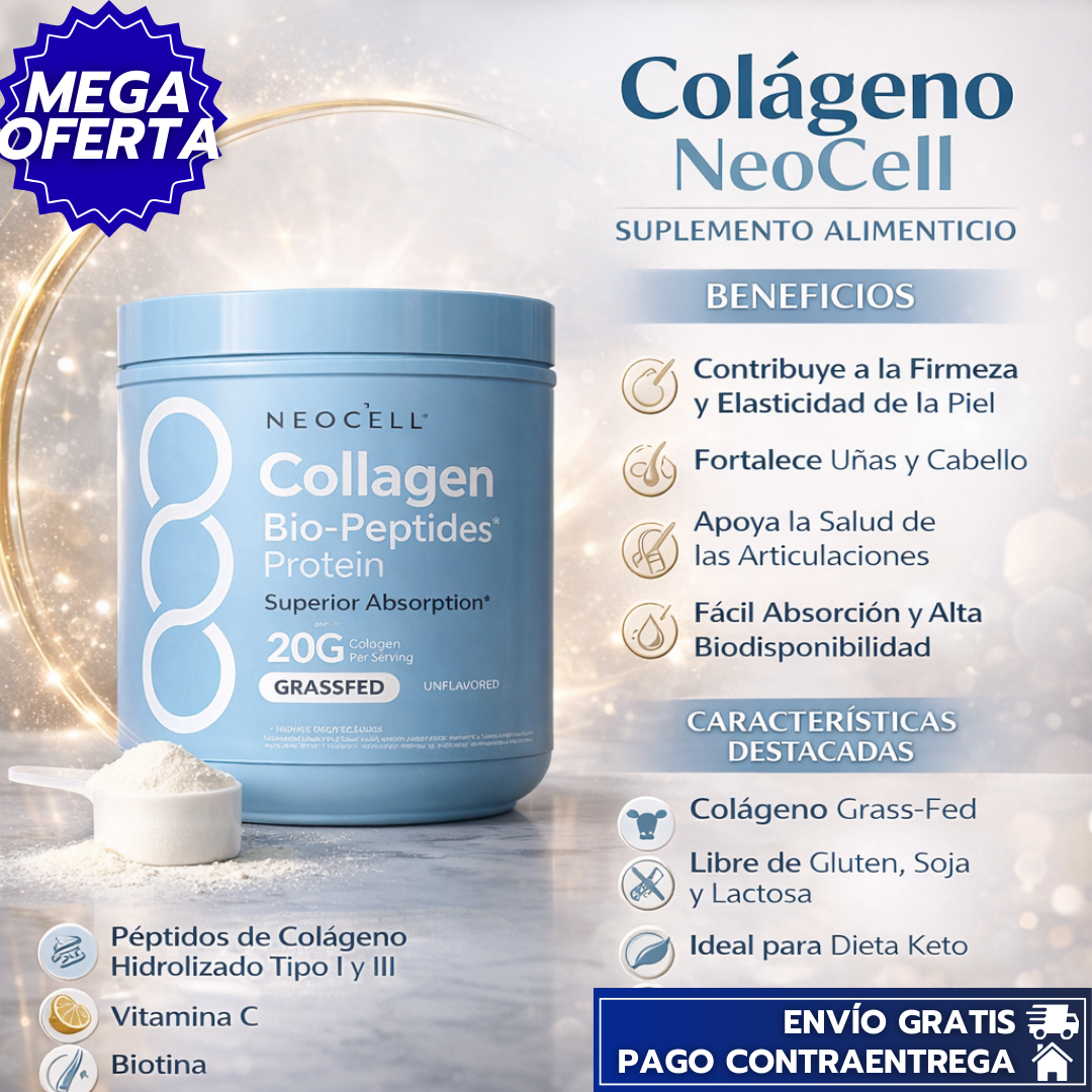 Neocell™ORIGINAL: Colágeno hidrolizado con vitamina C y biotina para piel, cabello, uñas y articulaciones 🦴✨🧴.