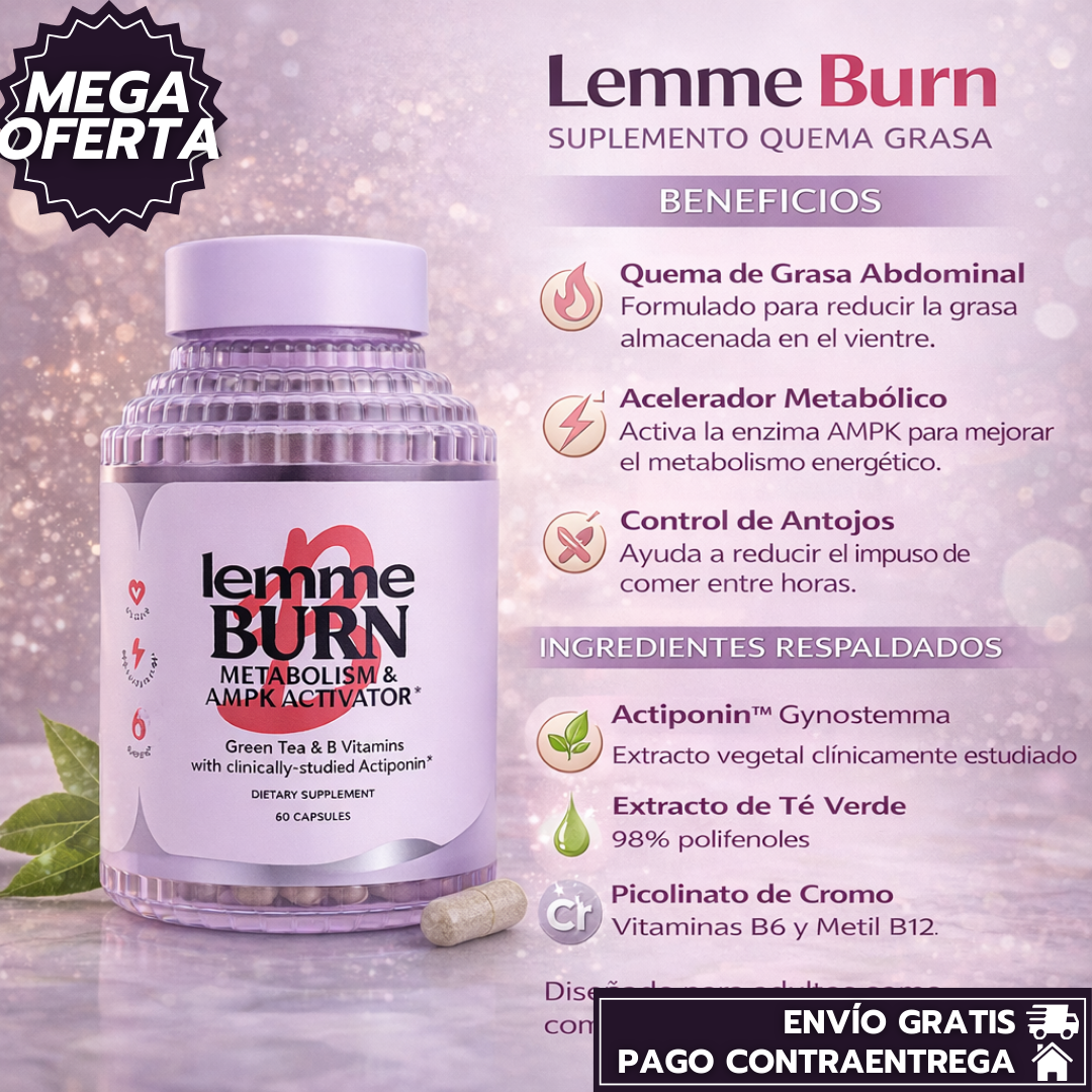 LemmeBurn™ ORIGINAL: Cápsulas veganas que aceleran el metabolismo y ayudan a quemar grasa abdominal. 🔥💊