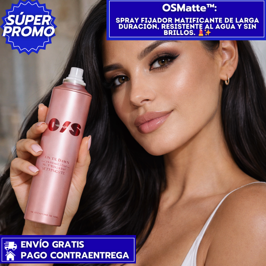 OSMatte™: Spray fijador matificante de larga duración, resistente al agua y sin brillos. 💄✨