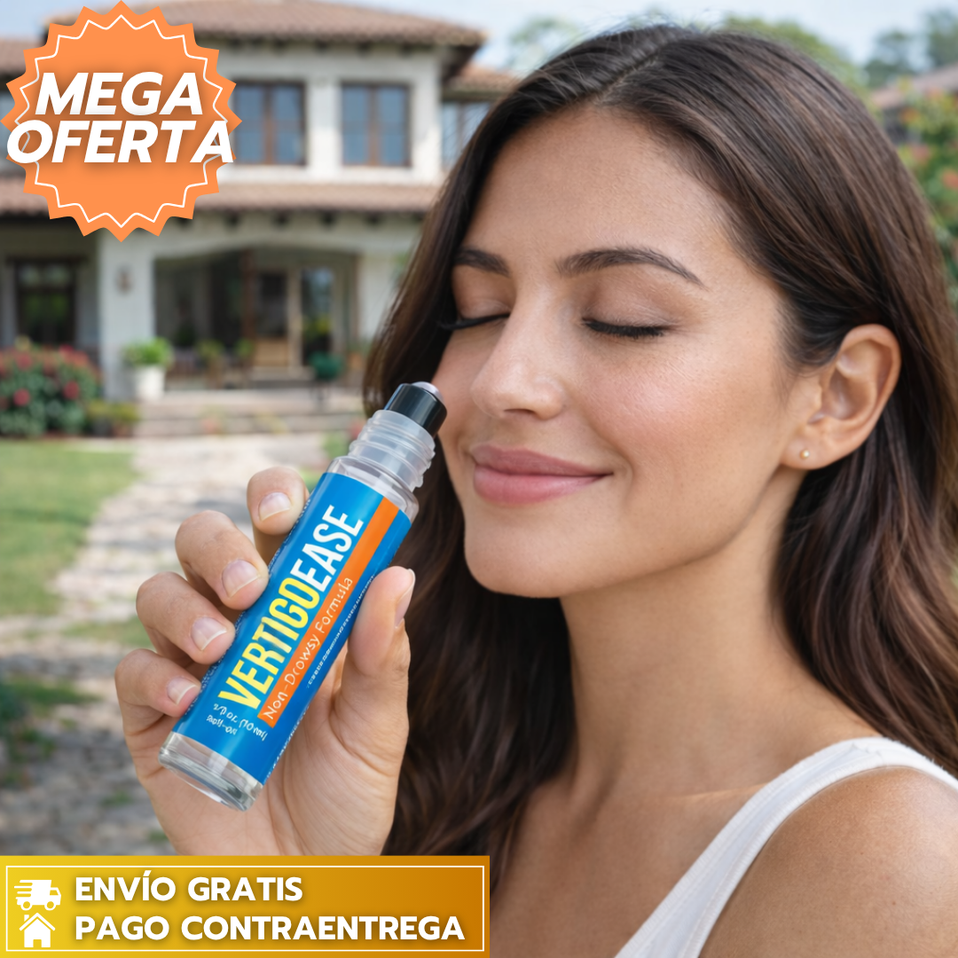 NeuroEase™: Roll-On natural que alivia vértigo, mareos y náuseas, brindando calma 😌 al instante.