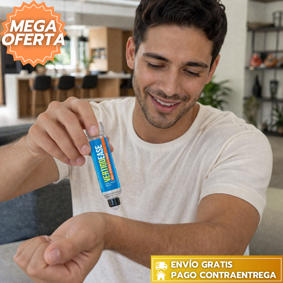 NeuroEase™: Roll-On natural que alivia vértigo, mareos y náuseas, brindando calma 😌 al instante.