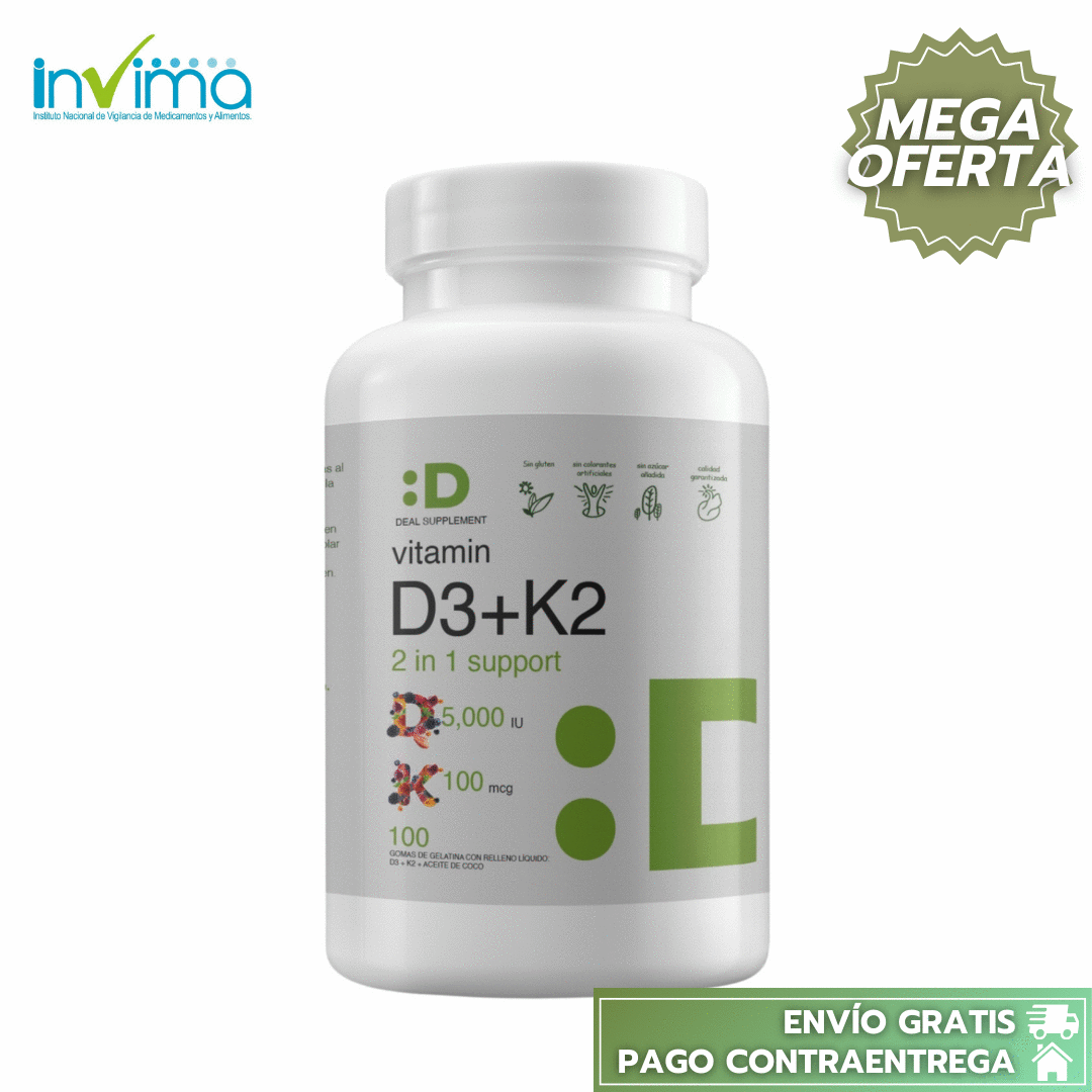 VitaminaD3+K2™: Suplemento en softgel de alta potencia que fortalece huesos y apoya el sistema inmune. 🦴🛡️