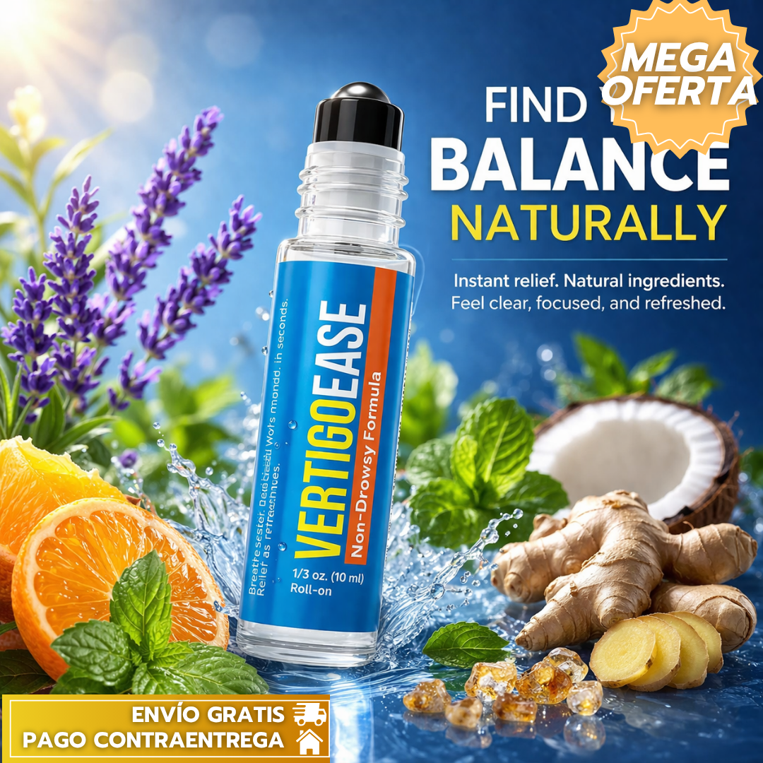 NeuroEase™: Roll-On natural que alivia vértigo, mareos y náuseas, brindando calma 😌 al instante.
